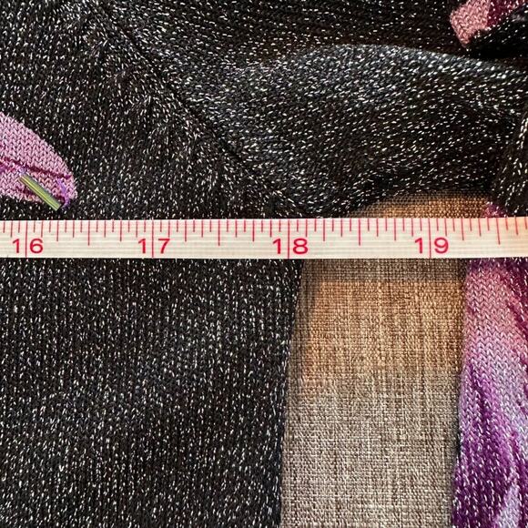 NWT Vtg Elegant Sequins Floral Shimmering Black & Purple Violet Long Sleeve Top - Picture 5 of 10